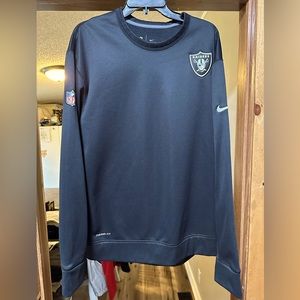 Las Vegas Raiders Nike Therma Fit Heavy Brushed Waffle Long Sleeve Top - Black